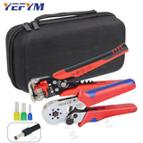 Ferrule Crimping Tool HSC8 Self-adjustable Ratchet, Stripping Cutting Pliers YE-1R, Crimping Connectors Wire End Ferrules kit