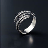 Retro High-quality 925 Sterling Silver Jewelry Thai Silver Not Allergic Personality Feathers Arrow Opening Rings   SR239