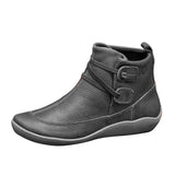 Women's PU Leather Ankle Boots Women Autumn Winter Cross Strappy Vintage Women Punk Boots Flat Ladies Shoes Woman Botas Mujer