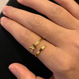 Letdiffery  Double Name Rings Stainless Steel Adjustable Personlized Women Rings Unique Jewelry Wedding Rings girl Gift