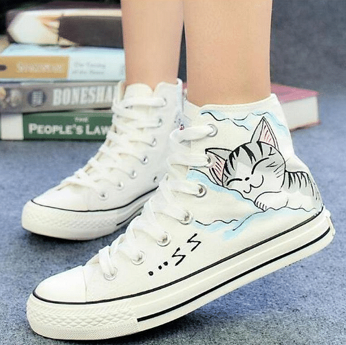 Cheese cat anime around hand-painted shoes