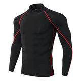 Men's high collar fitness long sleeve Pro sports running long sleeve T-shirt autumn and winter elastic speed