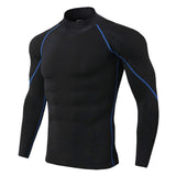 Men's high collar fitness long sleeve Pro sports running long sleeve T-shirt autumn and winter elastic speed
