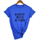 Baddest Witch In Town Women Halloween T-shirt Harajuku Gothic Short Sleeve T Shirts Graphic 90s Grunge Streetwear Female Tops