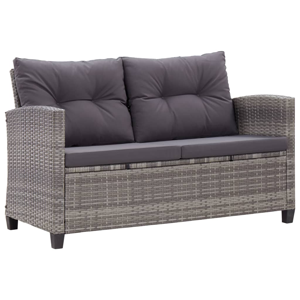 2-Seater Garden Sofa with Cushions Poly Rattan Outdoor Patio Gray/Black