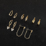 New Design CZ Zircon Crystal Small Hoops Sets Long Gold Chain Earrings for Women Twist Beads Huggie Fashion Jewelry Brincos 2021