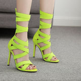 fluorescent color elastic band high top stiletto sandals nihaostyles clothing wholesale NSYBJ104287