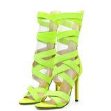fluorescent color elastic band high top stiletto sandals nihaostyles clothing wholesale NSYBJ104287