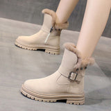 Snow boots women new cotton shoes Korean round head thick heel warm short tube Martin boots