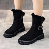 Snow boots women new cotton shoes Korean round head thick heel warm short tube Martin boots