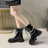 New Korean fashion pearl chain thick-soled middle tube thin short boots NHSCH528308
