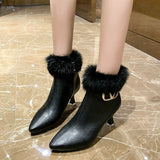 New plus velvet warm thin heel thin boots rear zipper fashion boots NHSCH528316