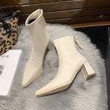 New high-heeled boots autumn and winter nude boots plus velvet warm thin boots