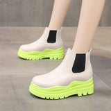New pink bottom female round toe short boots thick bottom boots