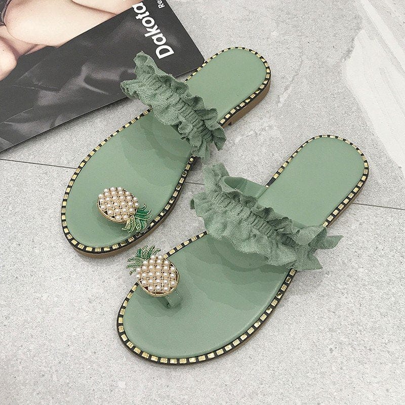 New toe sandals pineapple lace beach shoes