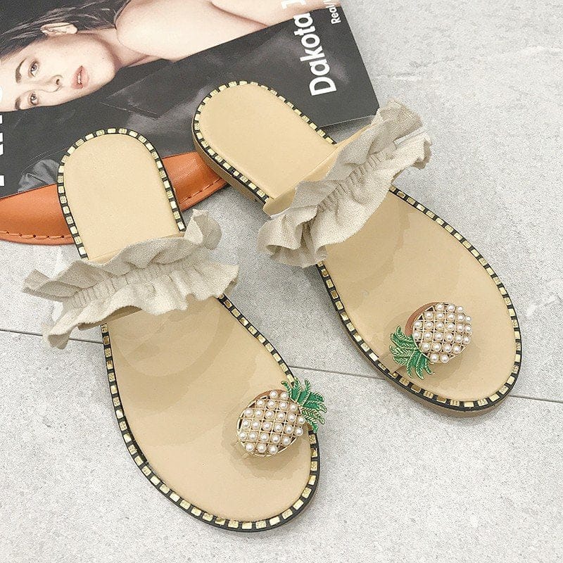 New toe sandals pineapple lace beach shoes