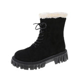 Fashion casual snow boots women's warm velvet mid-tube short boots