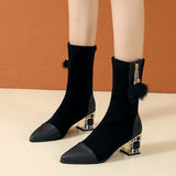 2021 new fashion thick heel single boots pointed high heel boots  NHSCH528274