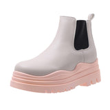 New pink bottom female round toe short boots thick bottom boots