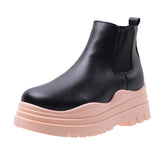 New pink bottom female round toe short boots thick bottom boots