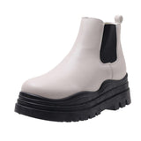 New pink bottom female round toe short boots thick bottom boots