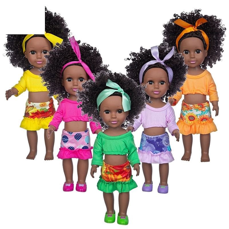 new simulation black baby toy 14-inch vinyl children dress up African black skin doll NHDBX536258
