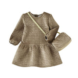 children's assembly diagonal bag thin velvet plaid dress casual dress NHAIM546018
