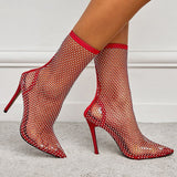 pointed hollow mesh fishnet socks stiletto high heel boots NSSO107862