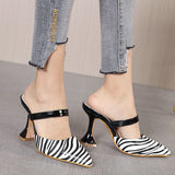 half-pack pointed striped high-heeled sandals NSSO107880