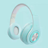 Solid color macaroon color luminous seven color breathing light headset Bluetooth headset