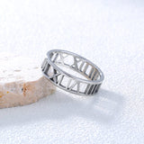 Niche simple new jewelry men's stainless steel jewelry laser cutting Roman numeral titanium steel ring 1