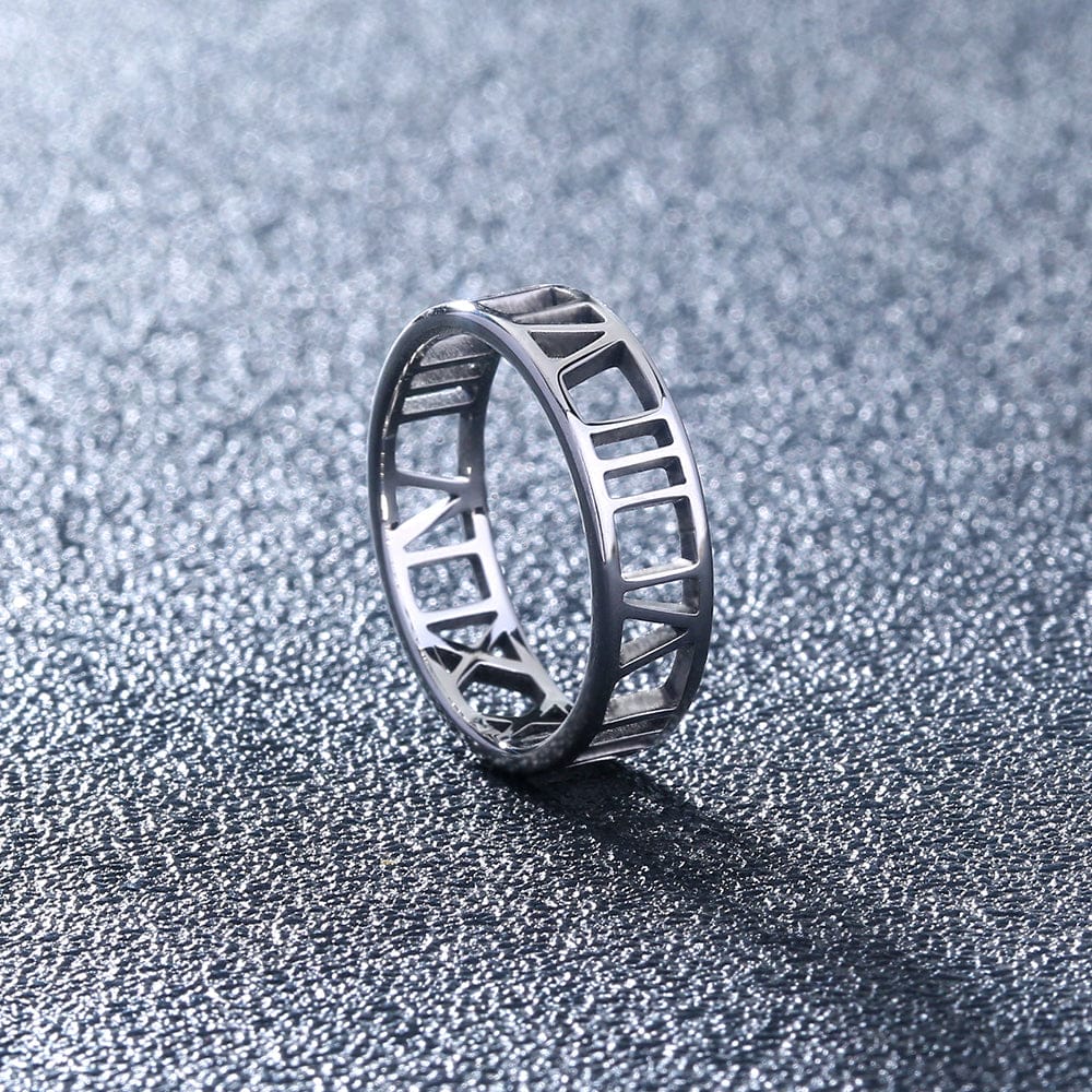Niche simple new jewelry men's stainless steel jewelry laser cutting Roman numeral titanium steel ring 1