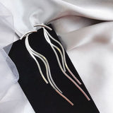 Vintage Gold Color Bar Long Thread Tassel Drop Earrings for Women Glossy Arc Geometric Korean Fashion Jewelry Dropshipping 2021