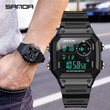 SANDA 418 Brand Men Sports Watches Fashion Chronos Countdown Men's Waterproof LED Digital Watch Man Military Clock Relogio Masculino