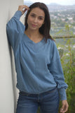 Long Sleeve Solid V Neck Thermal Top
