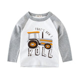 Kids Boys T-shirts Baby Long Sleeve Excavator Tops Children Autumn Solid Cotton Sweatshirt 2 3 4 5 6 7 8 Years Boy Girl T Shirts