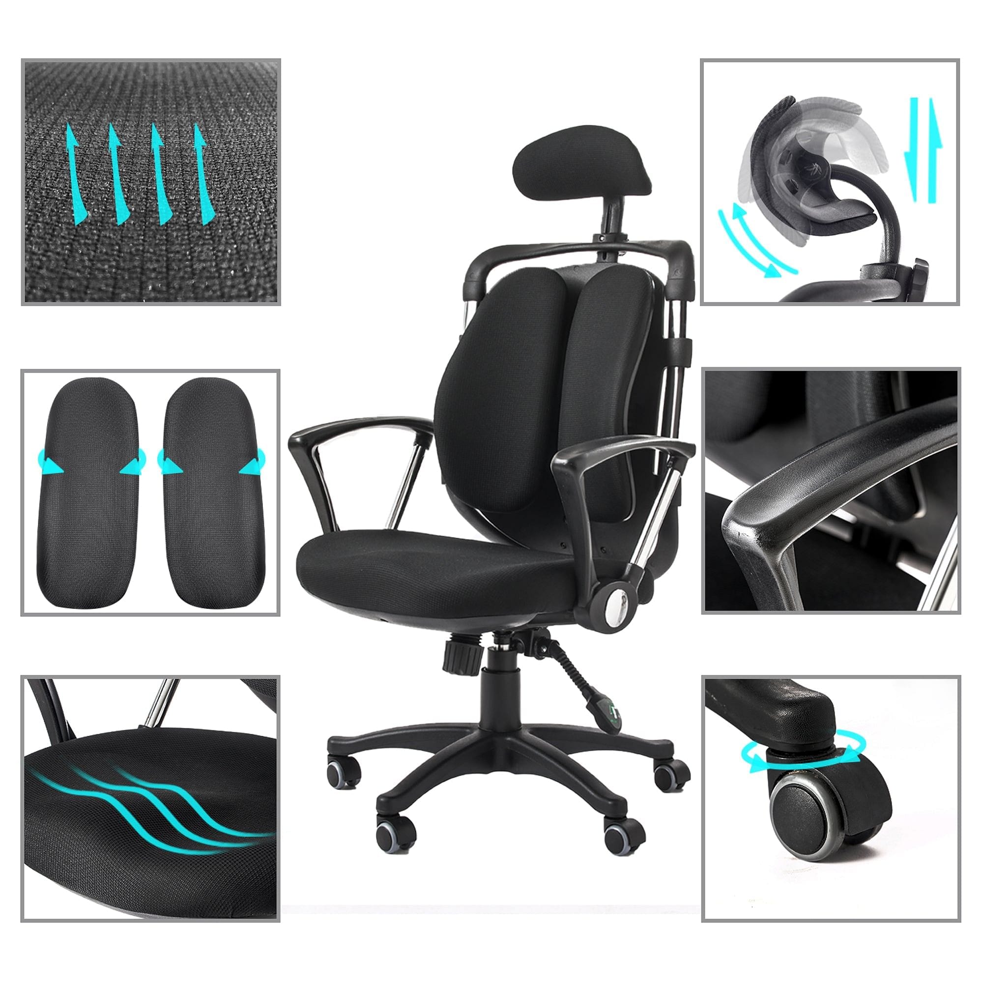 Ergonomic Office Chair Desk Computer High Back Swivel Chair Managerial Executive Chair with Adjustable Headrest & Back Support