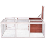 61.8 inches Rabbit Playpen Chicken Coop Pet House Small Animal Cage with Enclosed Run for Outdoor Garden Backyard