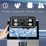 Freestanding Commercial Ice Maker Machine 100LBS/24H, Auto-Clean Built-in Automatic Water Inlet Clear Ice Cube Maker with Scoop, Ideal for Supermarkets Cafes Bakeries Bars Restaurants Home Office