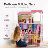 Classic Wooden Dollhouse Pretend Play Toys for Girls  Toddlers