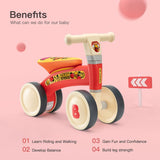 Four Wheeled Balance Bike Toy for Toddlers,Red