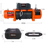 X-BULL 12V Synthetic Rope Winch-13000 lb. Load Capacity Premium Electric Winch  (orange)
