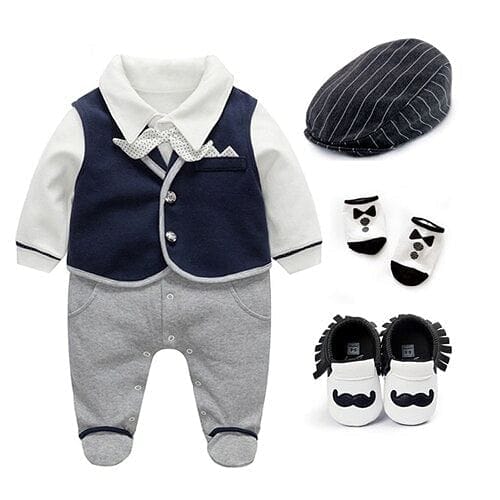Baby Boy Outfit clothing sets Newborn Gentleman Suit Wedding Bow tie Tuxedo cotton Clothes Infant Clothing Set 1st Birthday Gift