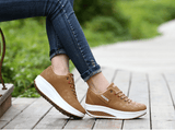 Thick bottom shake shoes women's leather casual shoes non-slip walking shoes travel shoes Korean version of the increase single shoes large size