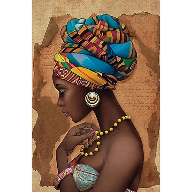 African Graffiti Black and Gold Woman Canvas Painting Cuadros Posters and Prints Wall Art Pictures for Living Room Unframed