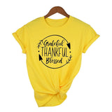 Grateful Thankful Blessed Arrow Christian Halloween Thanksgiving Shirts Women Funny Graphic T Shirt Tumblr Tees Tops Drop Ship