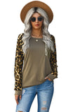 Leopard Contrast Sequin Pocketed Long Sleeve Top