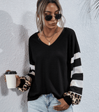 Striped T Shirt Women Splicing Long Sleeve Tops Women Loose Tee Shirts Autumn Winter T-shirt Fashion Tops Tee Female O-neck Tee