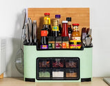 Fashion multi-functional kitchen shelf condiment box, condiment pot, bottle set combination knife holder one generation