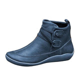 Women's PU Leather Ankle Boots Women Autumn Winter Cross Strappy Vintage Women Punk Boots Flat Ladies Shoes Woman Botas Mujer